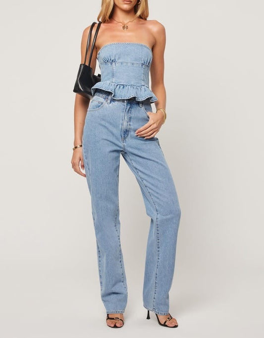 Abrand Jeans High Straight Jeans Kaia Light Vintage Blue