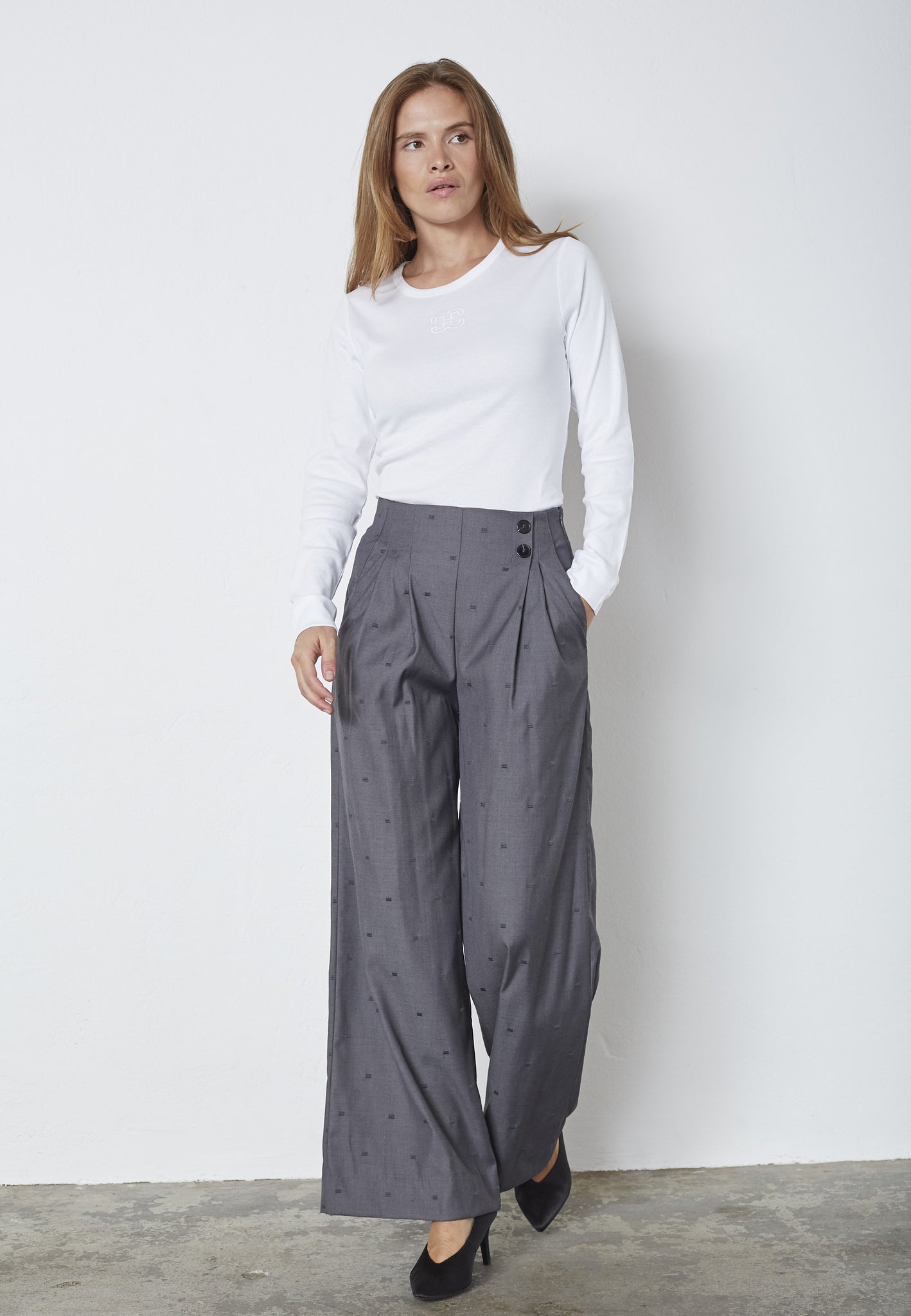 Co Couture Saga Pleat Pant Mid Grey