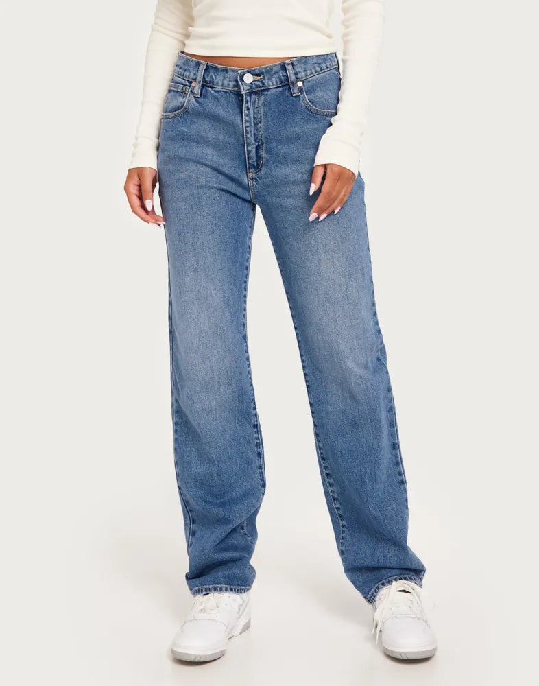 Abrand Jeans Mid Straight Tall Mid Blue Maya
