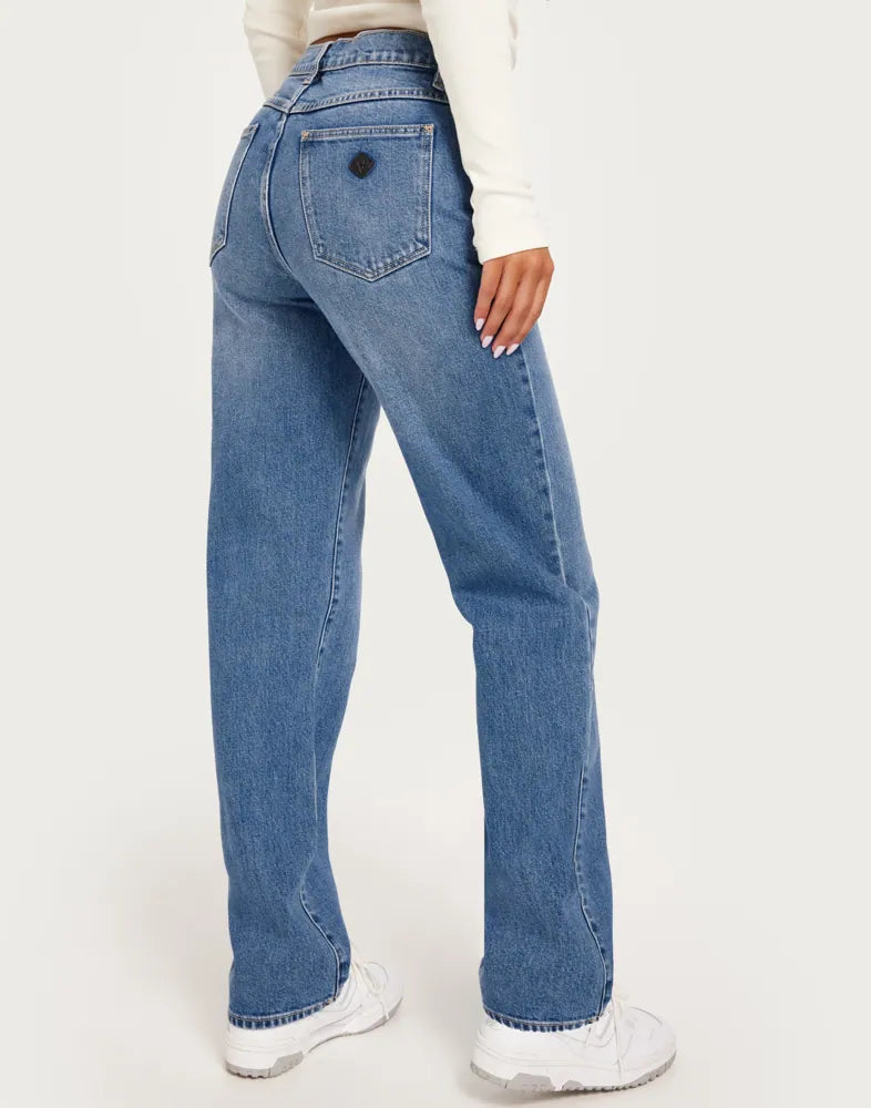 Abrand Jeans Mid Straight Tall Mid Blue Maya