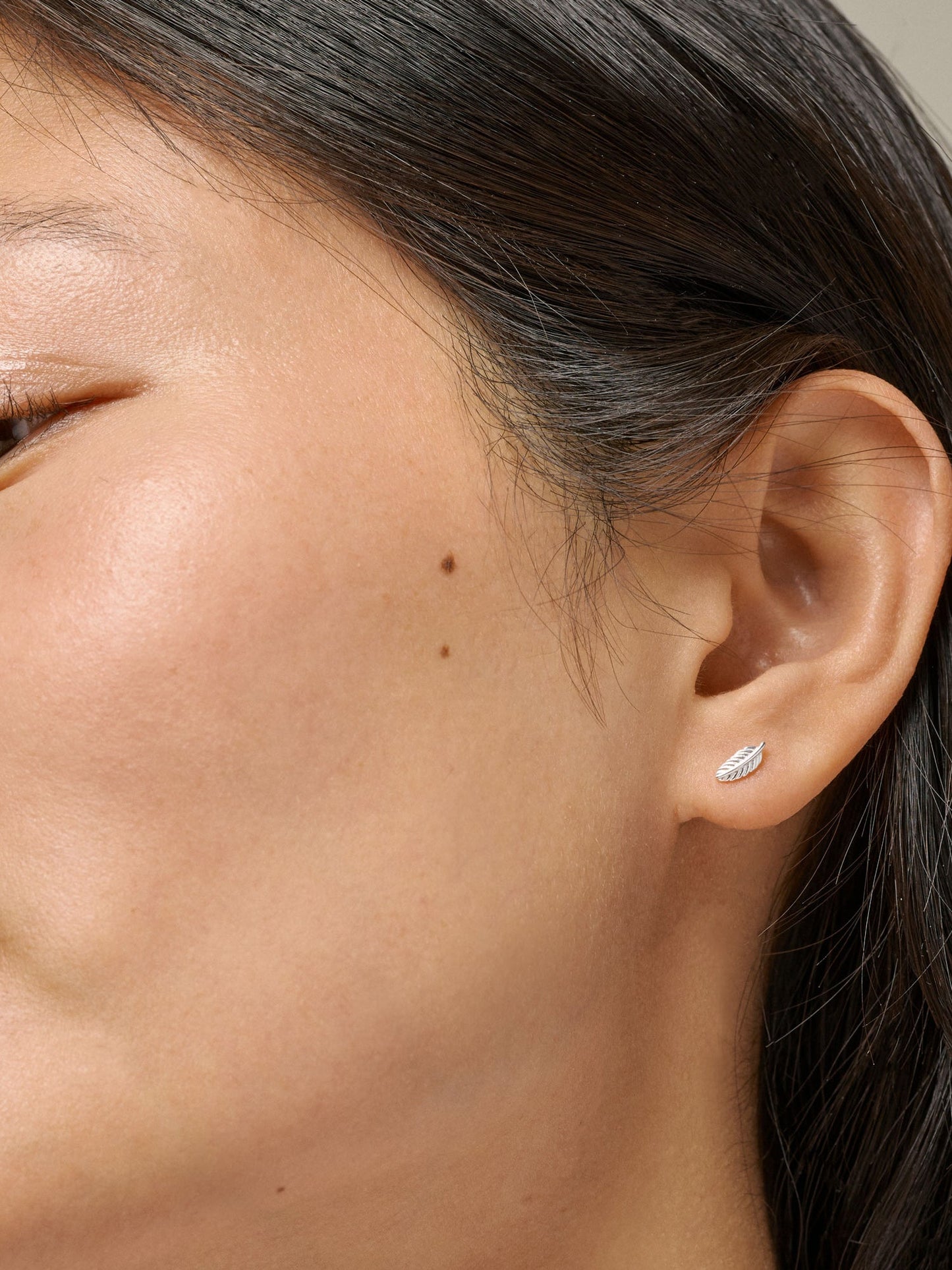 Enamel Copenhagen Leaf Studs Silver