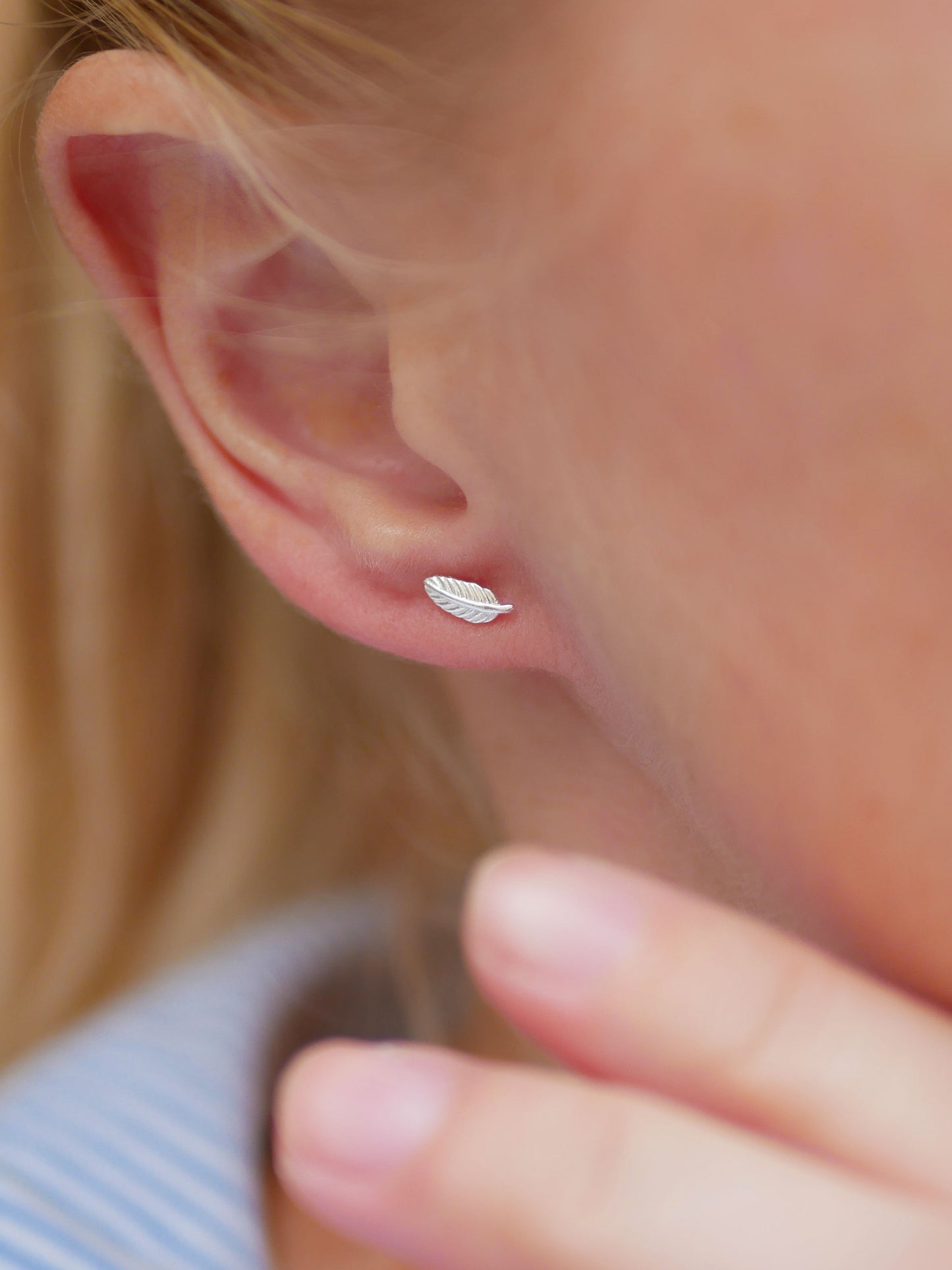 Enamel Copenhagen Leaf Studs Silver