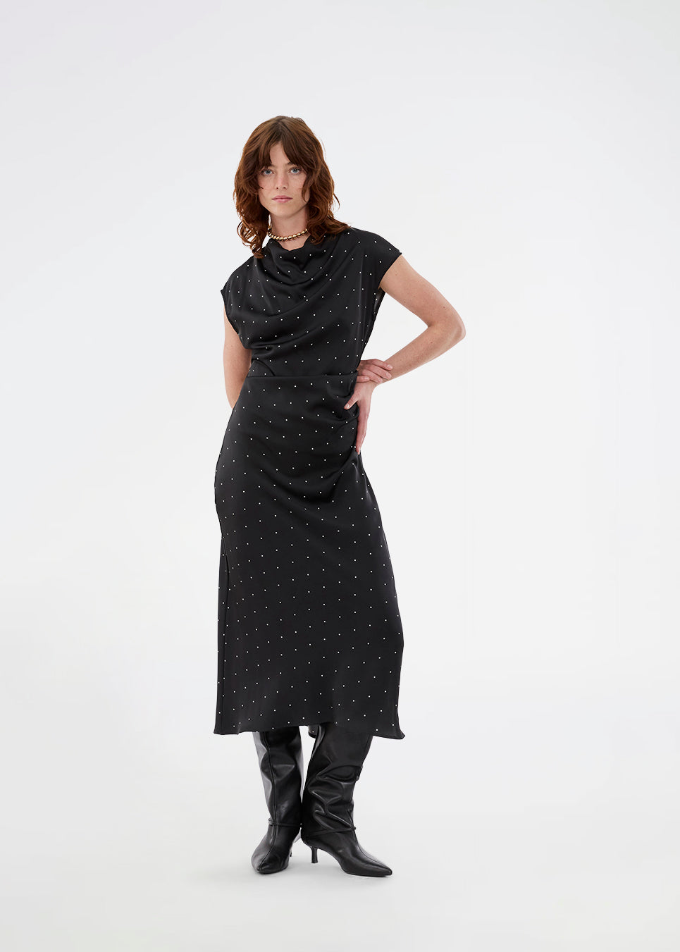 Modstrom Tailor Dot Maxi Dress Sleeveless Black