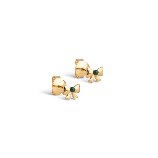 Enamel Copenhagen Baby Bow Studs Petrol Green