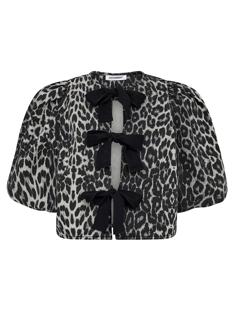 Co Couture Leo Bow Blouse Dark Grey