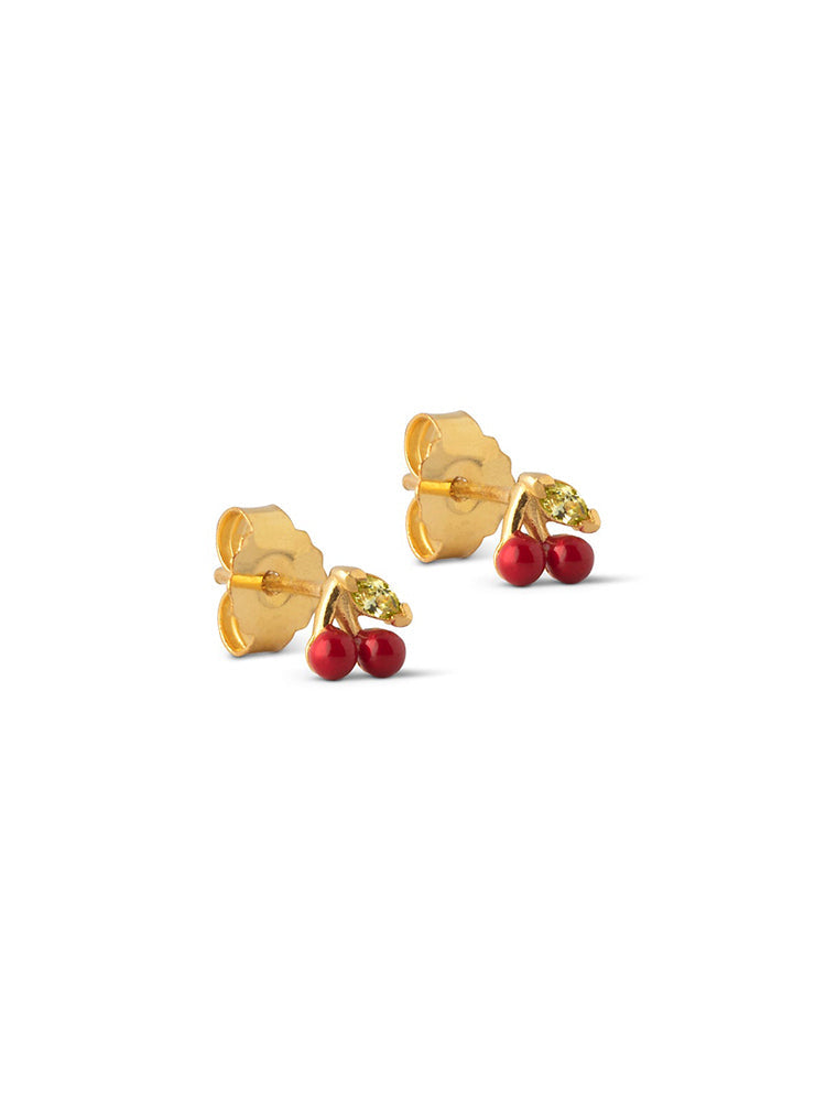 Enamel Copenhagen Cherry Studs Red Gold