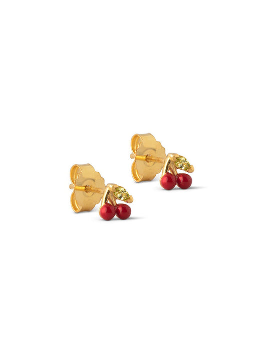 Enamel Copenhagen Cherry Studs Red Gold