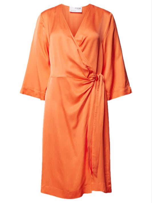 Selected Femme Franziska Short Satin Wrap Dress