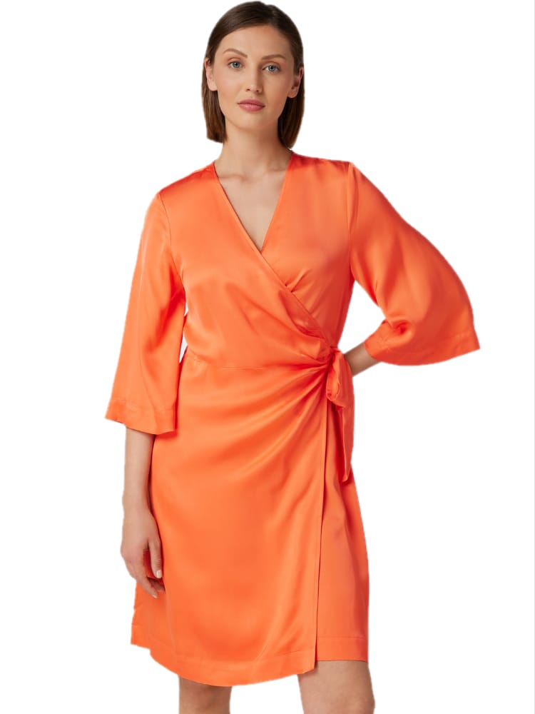 Selected Femme Franziska Short Satin Wrap Dress