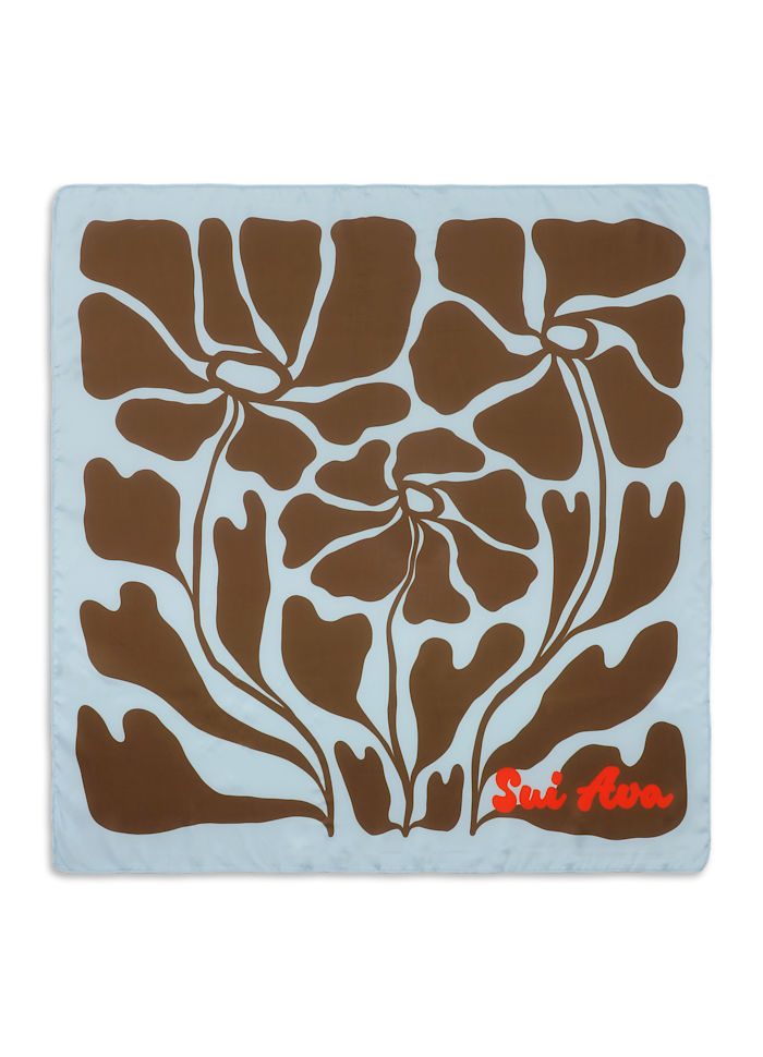 Sui Ava Soft Floral Scarf Blue-Brown