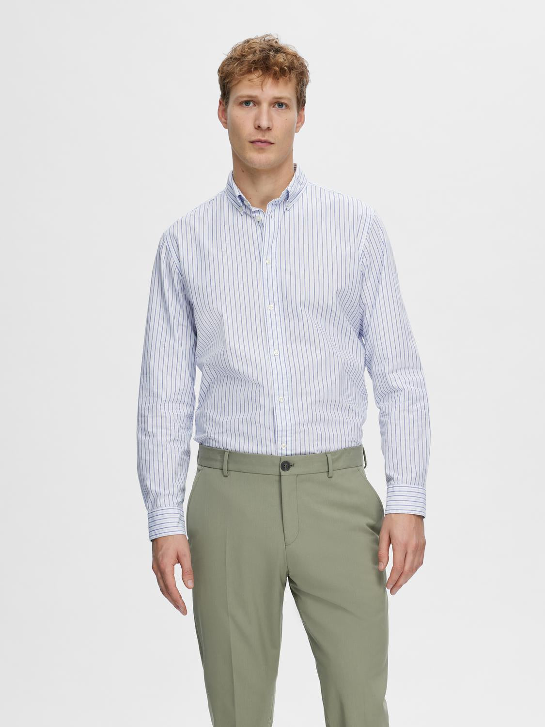 Selected Homme Slimrick-Poplin Shirt White Stripes