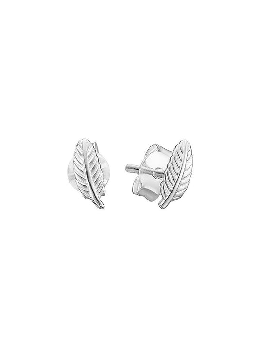 Enamel Copenhagen Leaf Studs Silver